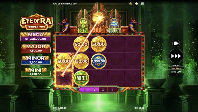 Eye of Ra Triple Win - íocaíocht mhór líne tar éis cistí a bhailiú